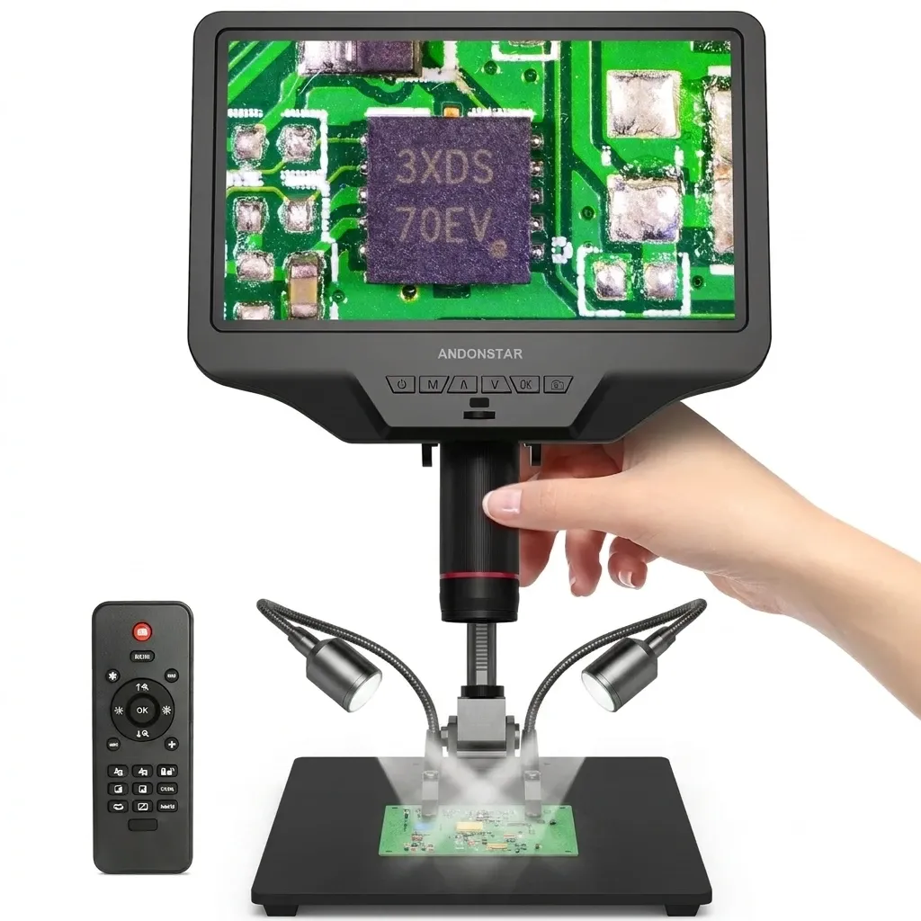 HDMIDigita Pro 10.1-inch HDMI digital microscope with heavy-duty stand for PCB inspection